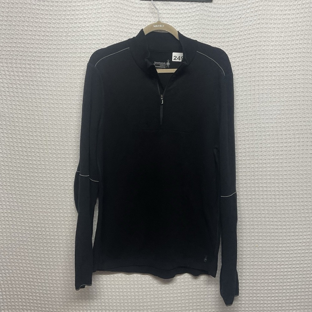 Smartwool Wool Baselayer Shirt XL Men's Intraknit 200 Merino Blend 1/4 Zip Black